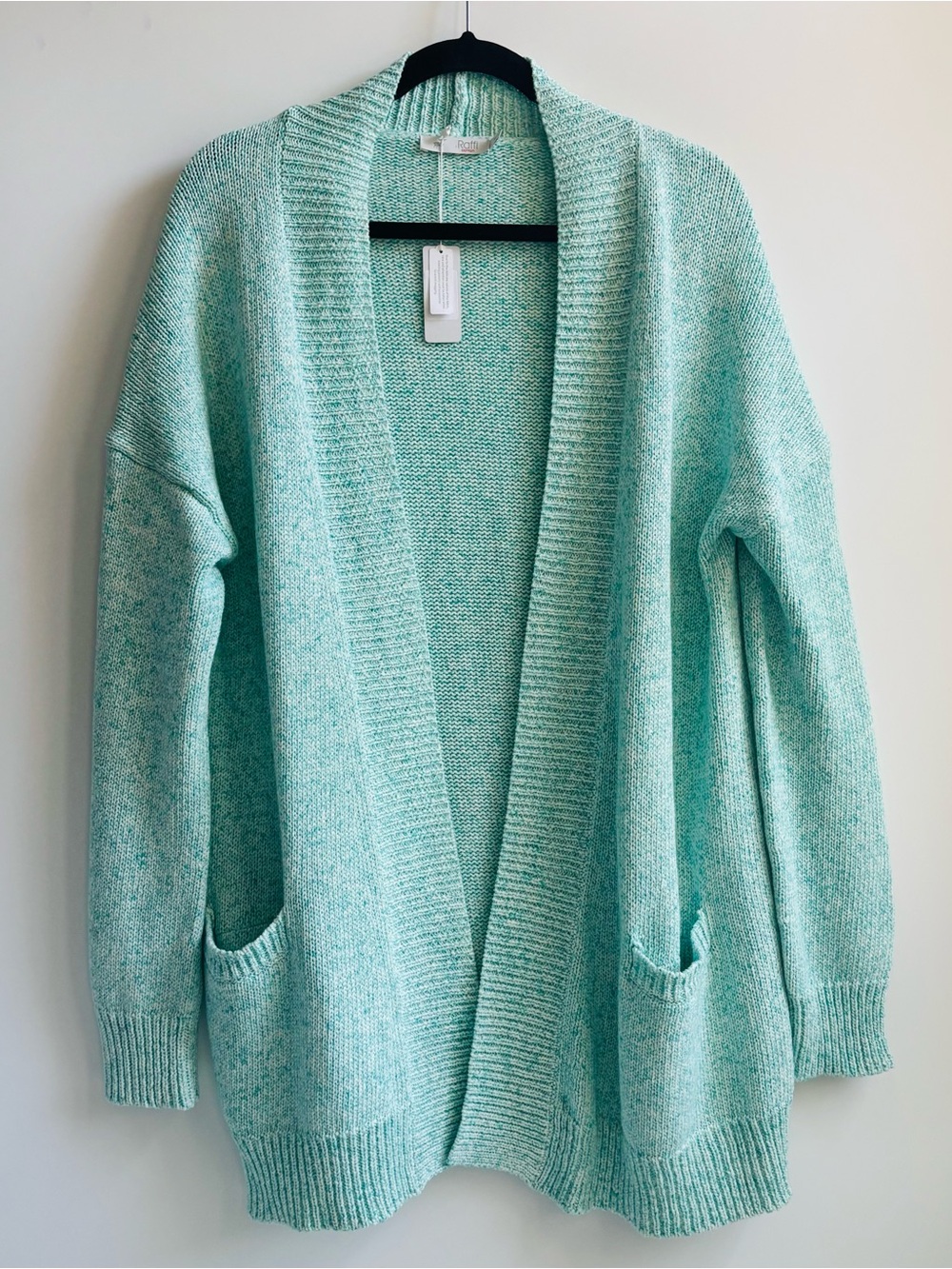 Raffi Cotton Open Cardigan Duster Sweater Turquoise Green Size Medium